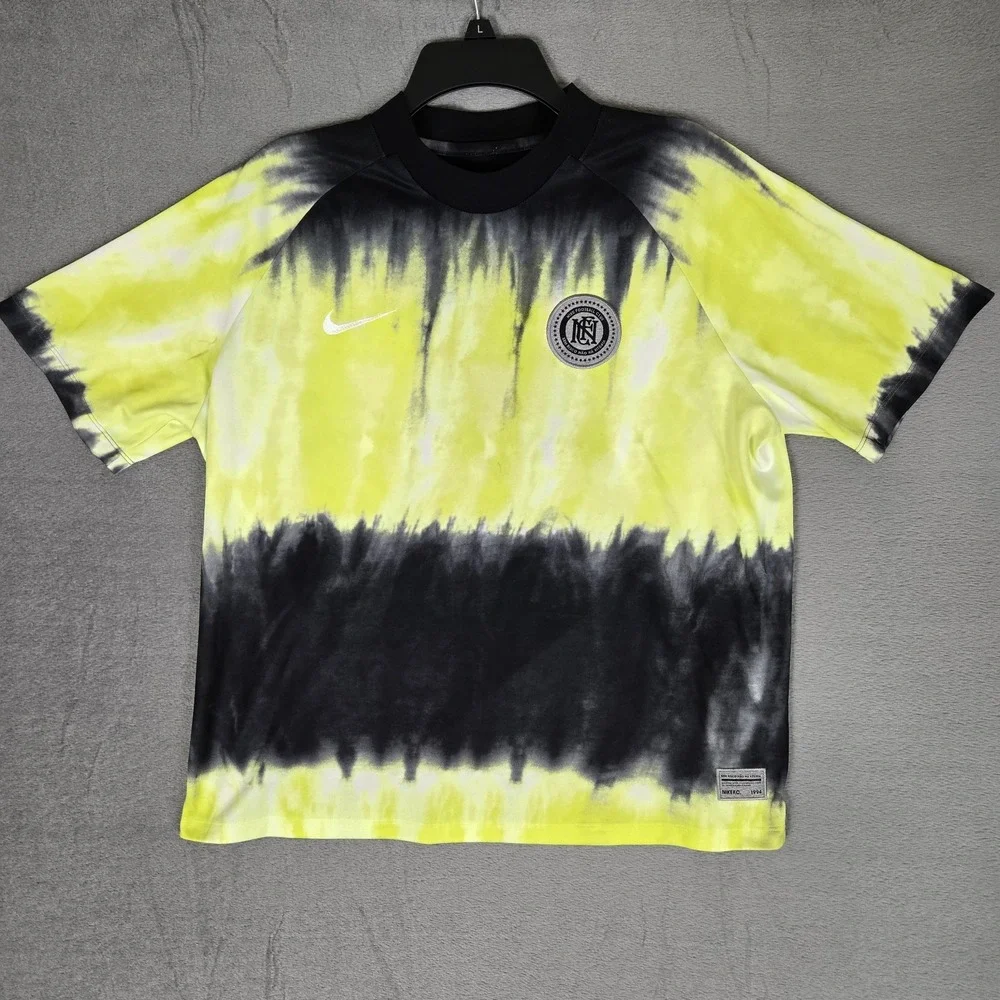 Nike F.C. Sem Risco Tie Dye Soccer Jersey Womens Large Yellow Black CK7843-010